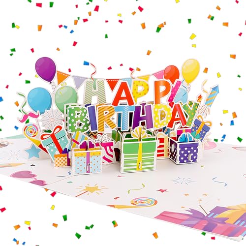 Pop Up Geburtstagskarte Happy Birthday Karte, 3D Pop Up Karte Geburtstag Geburtstagskarten mit Umschlag für Frauen Mütter Mädchen Männer Freunde Romantik Geschenk-Karte Gemischte Farbe von Minicloss