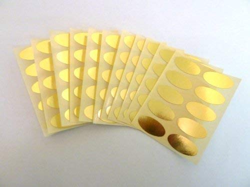 100 Etiketten, 25 x 12 mm, Oval, glänzend, goldfarben,,, Klebeetiketten, selbstklebend von Minilabel