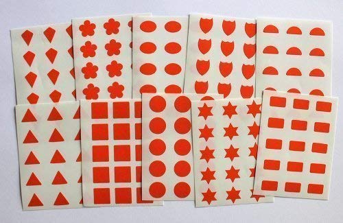 10mm vermischt formen. 150 Etiketten, orange, selbstklebende Sticker, Minilabel Formen von Minilabel
