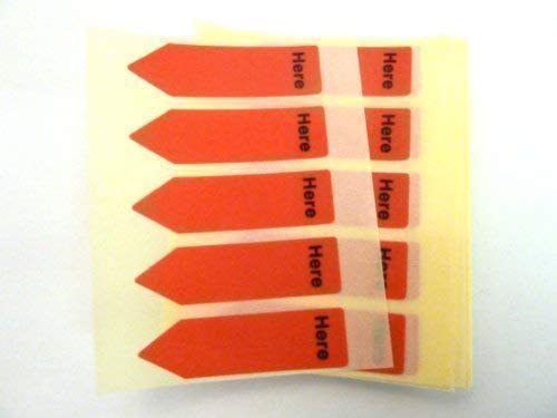 125 x rot mit visuellem und Pfeil Etiketten, da, wieder ablösbar für Dokumente, Pfeilaufkleber von Minilabel