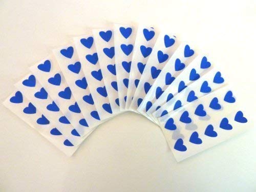 130 Sticker / Aufkleber, Herzen, 13 x 12 mm, Blau, zum Markieren von Minilabel