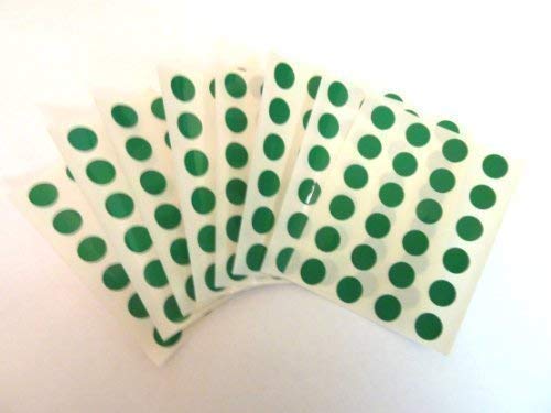 190 dunkelgrüne Etetiketten / Klebepunkte, 9 mm Durchmesser, Kunststoff- / Vinyl-Farbkodierungs-Aufkleber, selbstklebende, farbige Punkte von Minilabel