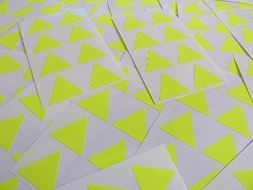 25mm (1") Dreieck Form Farbcode Sticker - Packungen mit 96 Groß Bunt Dreieckiges Klebeetiketten - 32 Farben Verfügbar - Fluoreszierend Hellgelb von Minilabel