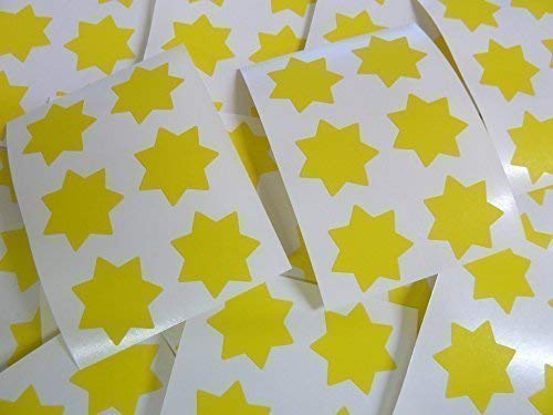 25mm (1") Sternform Farbcode Sticker - Packungen mit 90 Groß Bunt Sterne Klebeetiketten - 32 Farben Verfügbar - Gelb von Minilabel