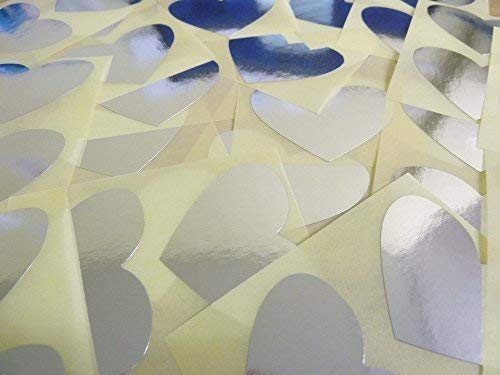 40 Etiketten, 50 x 37 mm, Herzen, Silber glänzend, Farbcode-Aufkleber, selbstklebender Klebeetiketten, Herzform von Minilabel