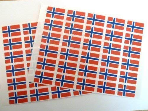 60 Stück, 33 x 20 mm, selbstklebend, Motiv: Flagge von Norwegen, Stick, Flagge Etiketten, selbstklebend von Minilabel