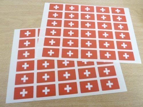 60 Stück, 33 x 20 mm, selbstklebend, haftet der schweizerische Flagge Schweiz Flagge, Etiketten, selbstklebend von Minilabel