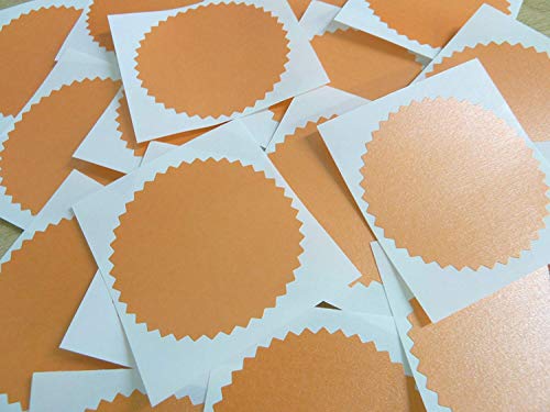 64mm Wellenkanten , Perlglanz Orange , Zertifikat Waffel Company Siegel-etiketten , Sticker für Prägung , Auszeichnungen & Belohnungen von Minilabel