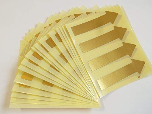 64x20mm Pfeil Form Abnehmbare Niedriger Tack Farbcode Sticker, Selbstklebende Klebend Farbige Etiketten - Gold von Minilabel