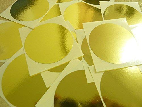 65mm (2.6") Rund, Kreisförmig Farbcode Sticker - Packs Of 25 Groß Bunt Runde, Klebeetiketten - 32 Farben Verfügbar - Glänzend Gold von Minilabel