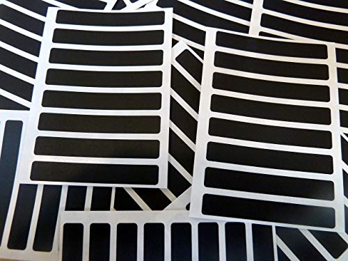 65x10mm (2.6" X 0,4 ") Rechteckige Form Farbcode Sticker Packungen 96 Farbig Schmal Rechtecke Klebeetiketten - 32 Farben Erhältlich - Schwarz von Minilabel