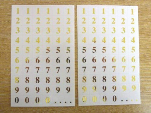 7mm Hell Gold Nummern auf Klarem Transpapent Quadratische Etiketten, Selbstklebend Haftend Vinyl Etiketten, Langlebiger Kunststoff Sticker von Minilabel