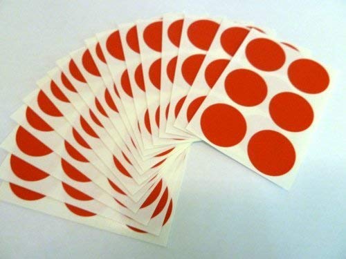 80 Etikett, 25mm Durchmesser rund, rot, Plastik / Vinyl Farben Code Aufkleber, selbstklebende klebend gefärbt Punkte von Minilabel