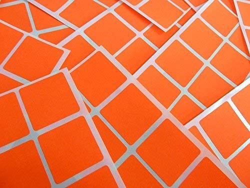 96 Etikett,26mm 1 Zoll Quadrat, fluoreszierend Feuerrot, Farben Code Aufkleber, selbstklebende klebend gefärbt Quadrate von Minilabel