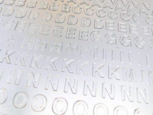 Aufkleber, Motiv Buchstaben und Zahlen, selbstklebend, wasserfest, Vinyl, 6,35 mm, Weiß, 1020 Stück von Minilabel