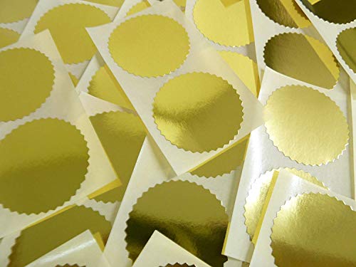 Klebeetiketten, rund mit gewelltem Rand selbstklebend, glänzend, 50 mm Durchmesser, goldfarben von Minilabel