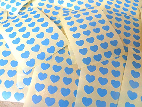 Klein 10x8mm (0.4" X0.8 ") Herzform Farbcode Sticker - Packungen mit 256 Klein Bunt Herzen Klebeetiketten Zum Basteln, Kartenherstellung & Deko - 32 Farben Verfügbar - Mitte Blau von Minilabel