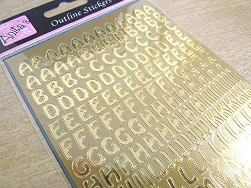 Klein Glänzend Gold Klebend Sebstklebend Buchstaben, Alphabet A-Z, Etiketten Aufkleber Zum Basteln von Minilabel