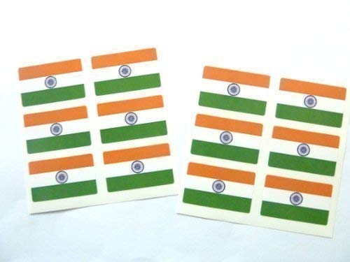 Mini Aufkleber Set, 33x20mm Rechteckiges, Selbstklebende Indien Etiketten, Indianer Flagge Sticker von Minilabel