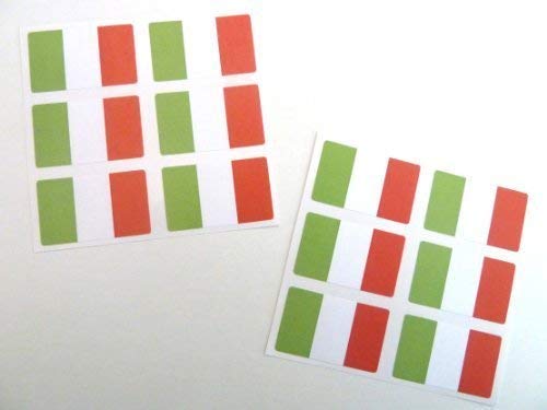 Mini Aufkleber Set, 33x20mm Rechteckiges, Selbstklebende Italien Etiketten, Italienische Flagge Sticker von Minilabel
