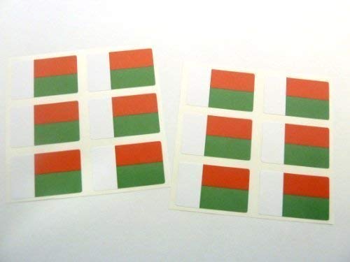 Mini Aufkleber Set, 33x20mm Rechteckiges, Selbstklebende Madagaskar Etiketten, Madagaskar Flagge Sticker von Minilabel