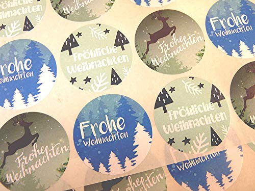 Packung 30 Fröhlich Frohe Weihnachten Feiertage Festtage Deutsche Weihnachten Gruß Sticker, Bunt Selbstklebend Etiketten für Karten,Umschlag,Basteln,Dekoration von Minilabel
