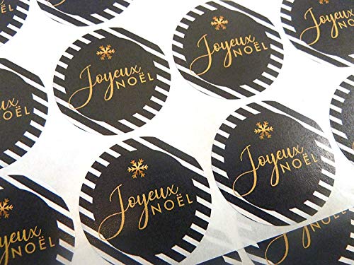 Packung 30 Joyeuses Fêtes Joyeux Noël Französisch Weihnachten Gruß Sticker, Bunt Selbstklebend Etiketten für Karten,Umschlag,Basteln,Dekoration von Minilabel
