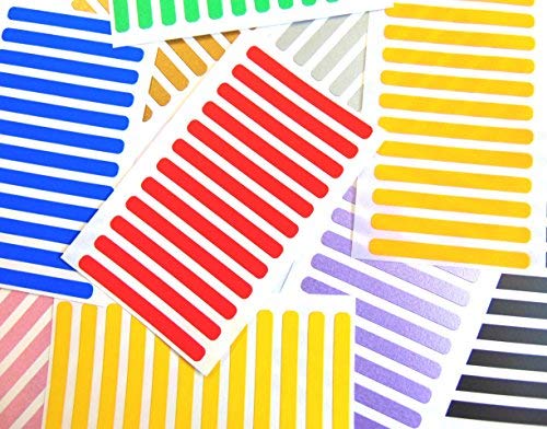 Schmal 50x5mm (2" x 0.2 ") Rechteckig Klebend Etiketten, Farbe Code Rechteckig Aufkleber - 10 Gemischte Farben von Minilabel