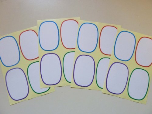 Weiße Papier-Aufkleber, 55 x 37 mm, oval mit farbigen Rändern, 16 Etiketten, selbstklebend, Vorteilspack von Minilabel