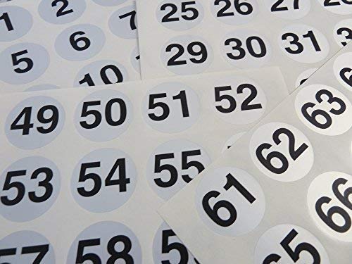 silber 40mm rund aufeinanderfolgende, sequenziell Nummer Sequenz Etiketten, Zahlen Aufkleber, aus 1-72 von Minilabel