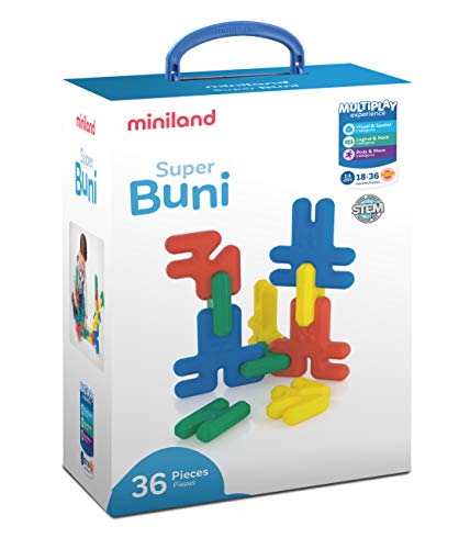 Miniland Bauspiel für Kleinkinder Buni Super 36 Teile, 16cm groß-32220 von Miniland
