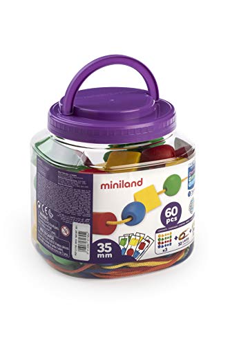 Miniland Fädelformen 35mm 60 Teile, bunt-31745 von Miniland
