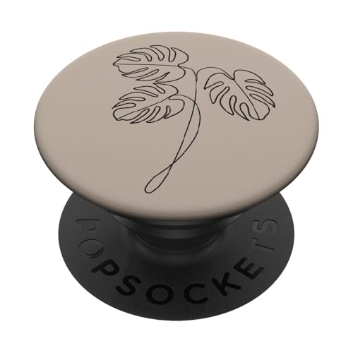 Monstera Leaf Tropical Plant Taupe PopSockets mit austauschbarem PopGrip von Minimalist Boho Monstera Leaf Botanical Designs