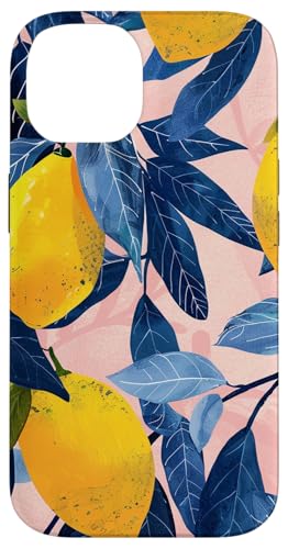 Hülle für iPhone 14 Vintage Muster Kunst Zitrone Obst Illustration Kunst von Minimalist Cute Pattern Art (Lemon)