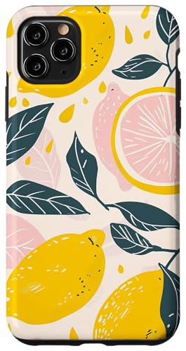 Hülle für iPhone 11 Pro Max Vintage Muster Kunst Zitrone Obst von Minimalist Fruit Pattern Art (Lemon)