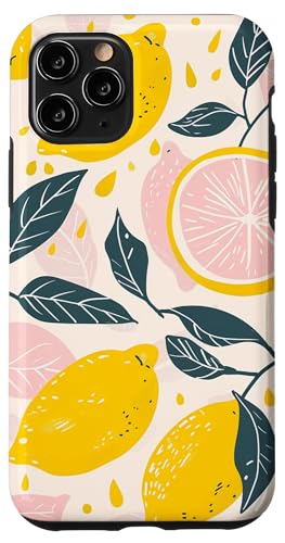 Hülle für iPhone 11 Pro Vintage Muster Kunst Zitrone Obst von Minimalist Fruit Pattern Art (Lemon)