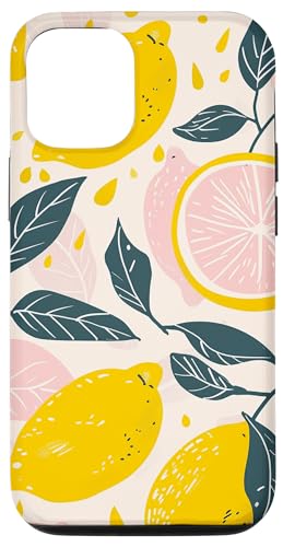 Hülle für iPhone 12/12 Pro Vintage Muster Kunst Zitrone Obst von Minimalist Fruit Pattern Art (Lemon)