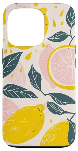 Hülle für iPhone 13 Pro Vintage Muster Kunst Zitrone Obst von Minimalist Fruit Pattern Art (Lemon)