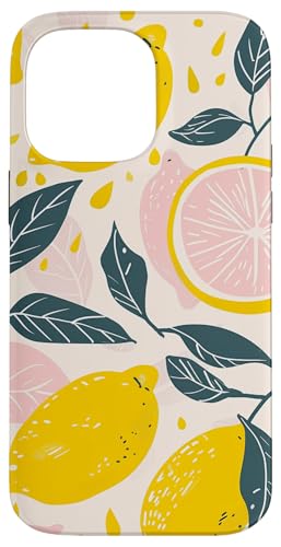 Hülle für iPhone 14 Pro Max Vintage Muster Kunst Zitrone Obst von Minimalist Fruit Pattern Art (Lemon)