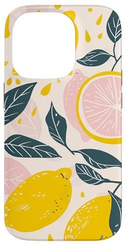 Hülle für iPhone 14 Pro Vintage Muster Kunst Zitrone Obst von Minimalist Fruit Pattern Art (Lemon)