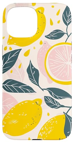 Hülle für iPhone 15 Vintage Muster Kunst Zitrone Obst von Minimalist Fruit Pattern Art (Lemon)