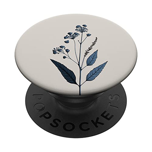 Minimalistische, schlichte blaue Wildblumen-Blumen PopSockets mit austauschbarem PopGrip von Minimalist Simple Blue Wildflower Floral Flower