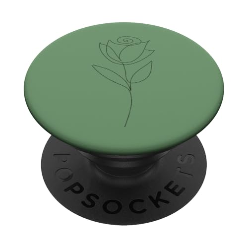 Chic Flower Line Art Minimalistische Floral Artwork Rose PopSockets Klebender PopGrip von Minimalistic Flower Artwork