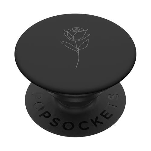 Chic Flower Line Art Minimalistische Floral Artwork Rose PopSockets Klebender PopGrip von Minimalistic Flower Artwork