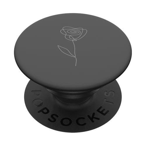 Niedliche Blumen-Linie, Kunst, elegante Blumenrose PopSockets Klebender PopGrip von Minimalistic Flower Artwork