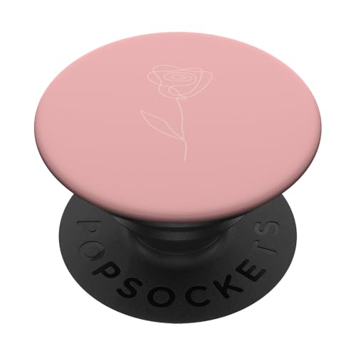 Niedliche Blumen-Linie, Kunst, elegante Blumenrose PopSockets Klebender PopGrip von Minimalistic Flower Artwork