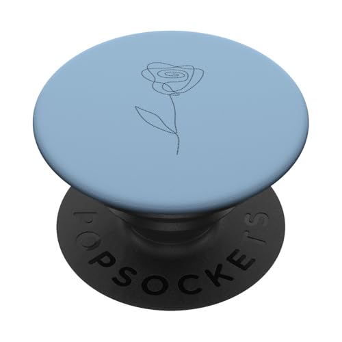 Niedliche Blumen-Linie, Kunst, elegante Blumenrose PopSockets Klebender PopGrip von Minimalistic Flower Artwork