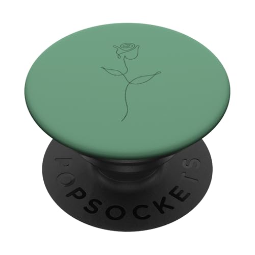 Niedliche Blumen-Linie, Kunst, elegante Blumenrose PopSockets Klebender PopGrip von Minimalistic Flower Artwork