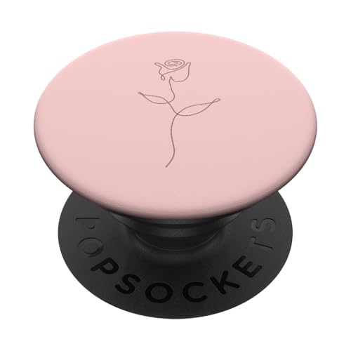 Niedliche Blumen-Linie, Kunst, elegante Blumenrose PopSockets Klebender PopGrip von Minimalistic Flower Artwork