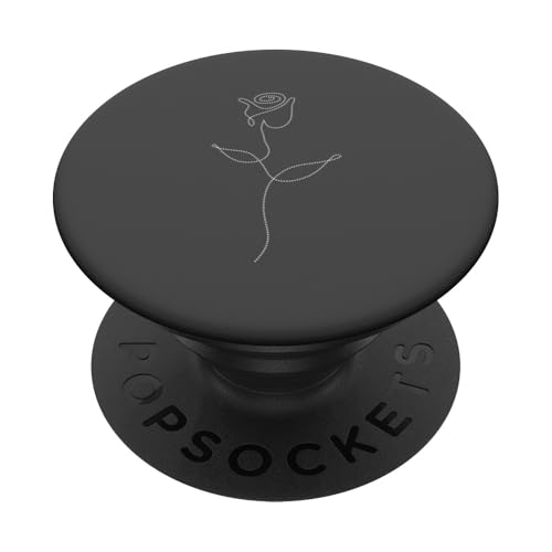 Niedliche Blumen-Linie, Kunst, elegante Blumenrose PopSockets Klebender PopGrip von Minimalistic Flower Artwork